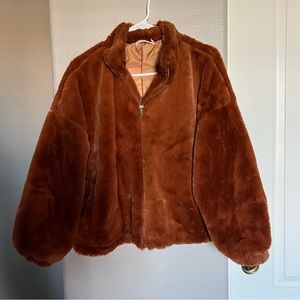 Faux Fur Zip Up Jacket